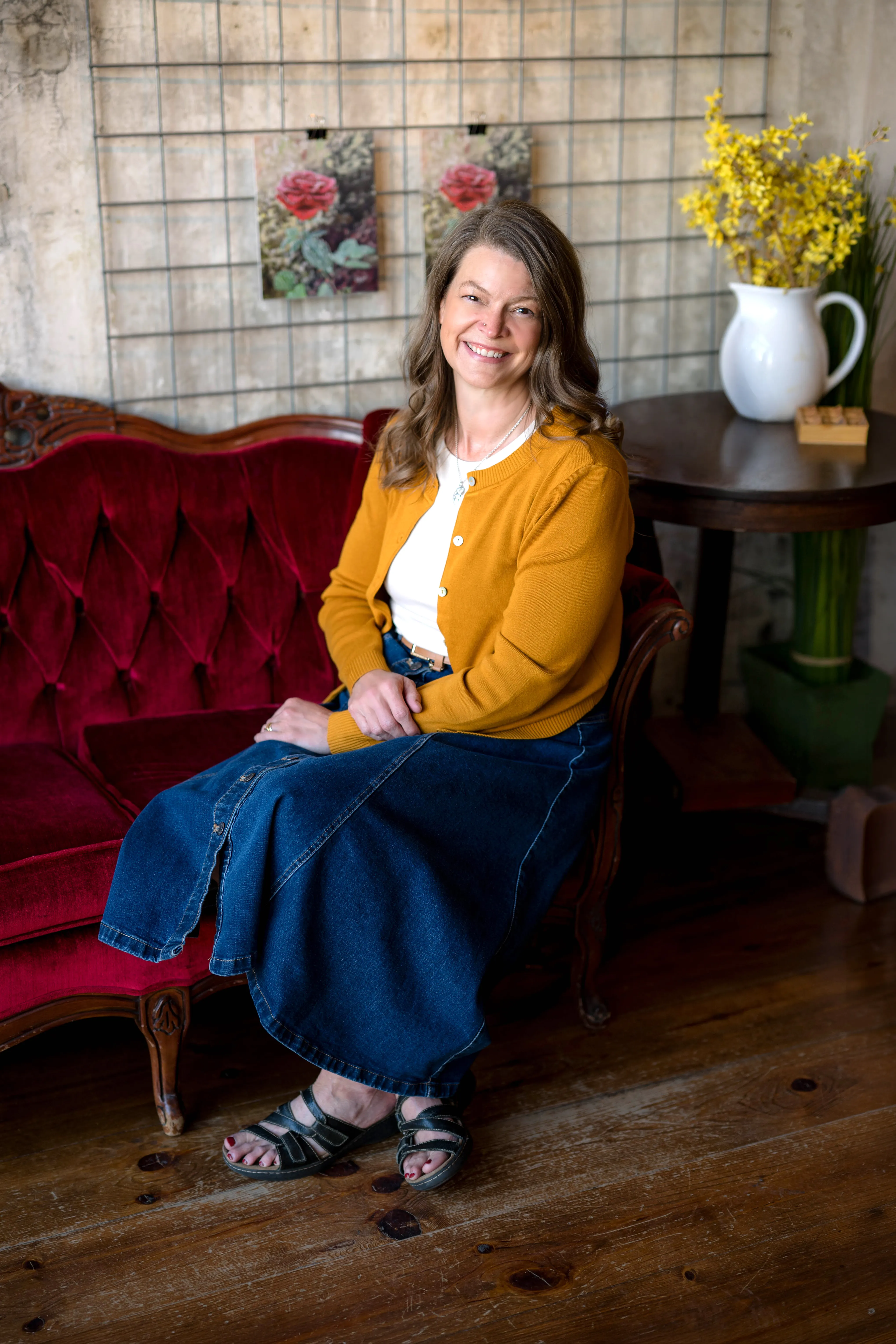 Jessie Wiegand seated at the Exquisite Corpse Coffee House in Port Huron, Michigan